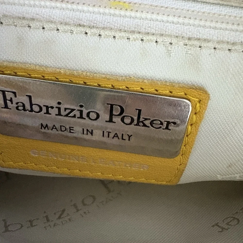 Fabrizio Poker Yellow Y2K Soft Leather Purse Shoulder Bag Made In Italy